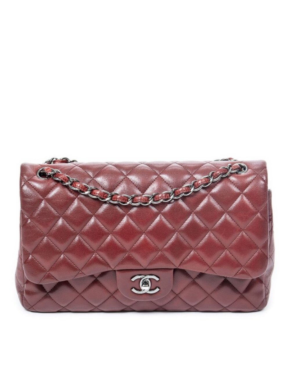 Chanel Maxi Quilted Double Flap Red Lambskin Leather
